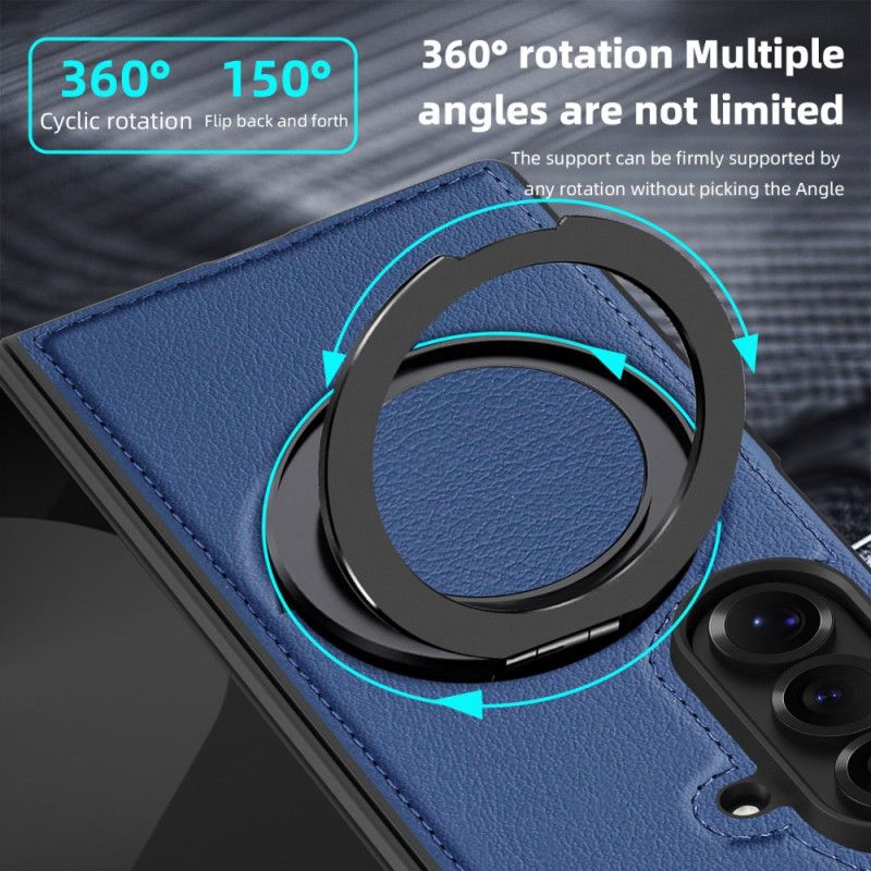Cover Samsung Galaxy Z Fold 7 Telefon Etui Magsafe-kompatibel Lædereffekt Med Roterende Ringholder