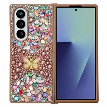 Cover Samsung Galaxy Z Fold 7 Telefon Etui Rhinstenssommerfugl