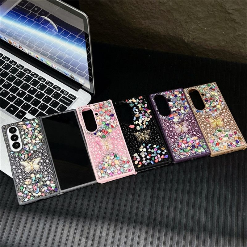 Cover Samsung Galaxy Z Fold 7 Telefon Etui Rhinstenssommerfugl