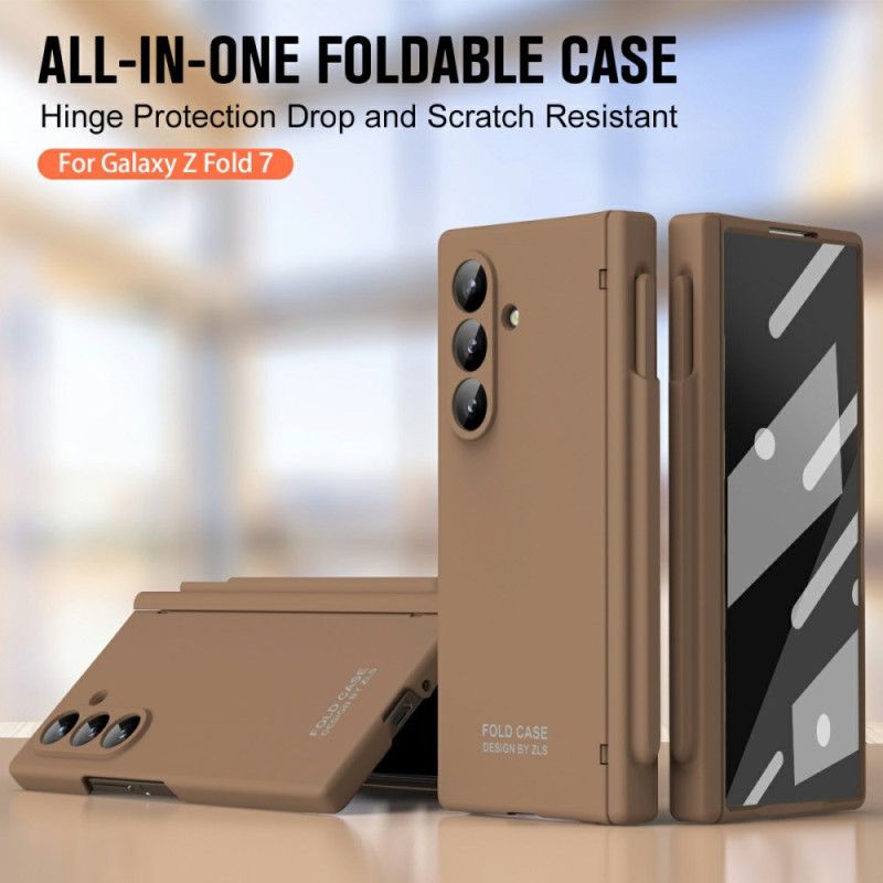 Cover Samsung Galaxy Z Fold 7 Telefon Etui Simpelt Design Med Skærmbeskytter