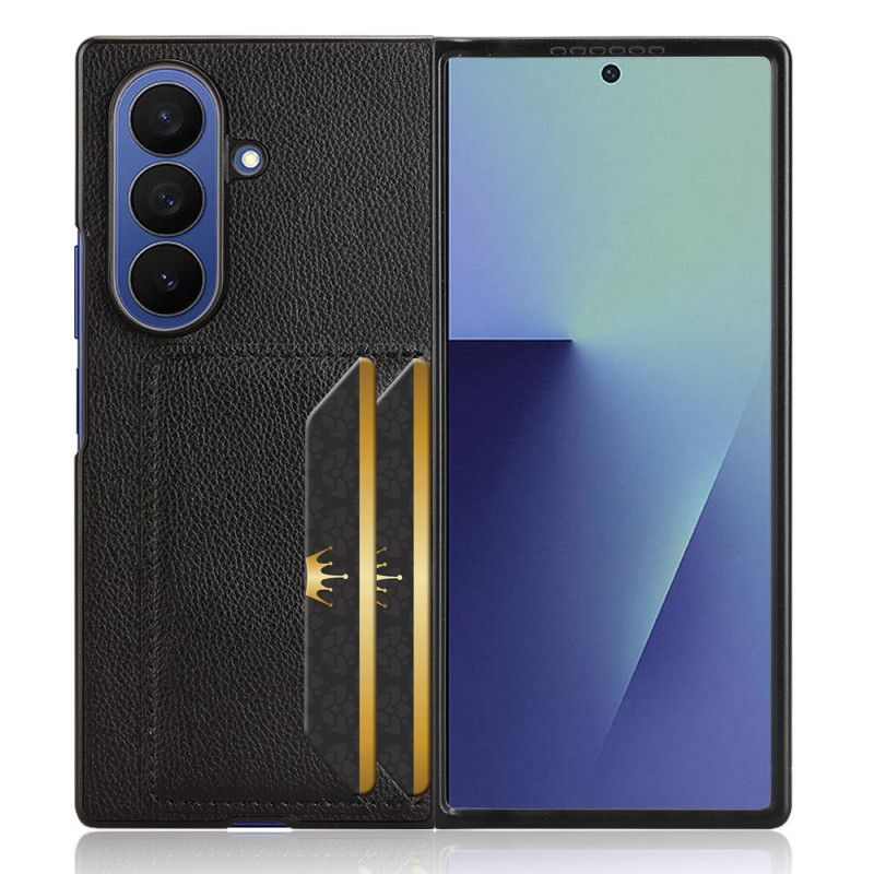 Cover Til Samsung Galaxy Z Fold 7 Litchitekstur Med Kort Holder