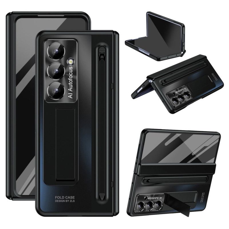 Cover Til Samsung Galaxy Z Fold 7 Stander Og Skærmbeskytter Med Metaleffekt