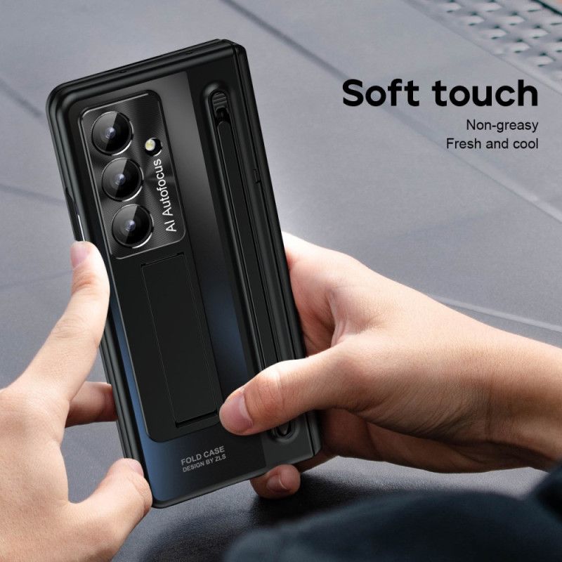Cover Til Samsung Galaxy Z Fold 7 Stander Og Skærmbeskytter Med Metaleffekt