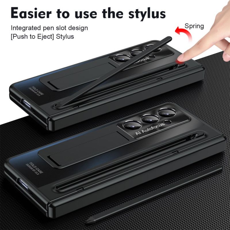 Cover Til Samsung Galaxy Z Fold 7 Stander Og Skærmbeskytter Med Metaleffekt