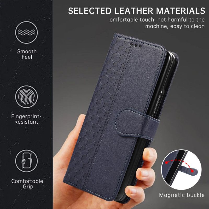 Flip Cover Til Samsung Galaxy Z Fold 7 Præget Mønster Med Rem
