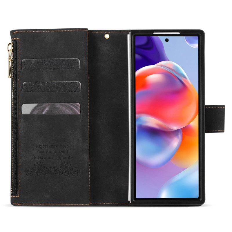 Læder Cover Samsung Galaxy Z Fold 7 Telefon Etui Tofarvet Pung
