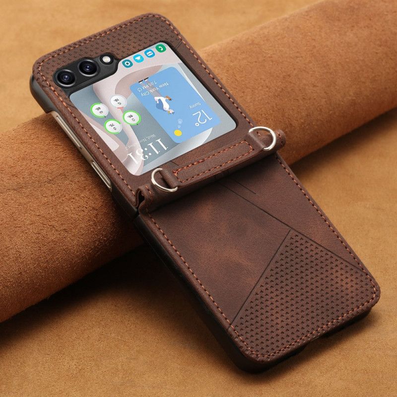 Cover Samsung Galaxy Z Flip 7 Fe Geometrisk Med Skulderrem