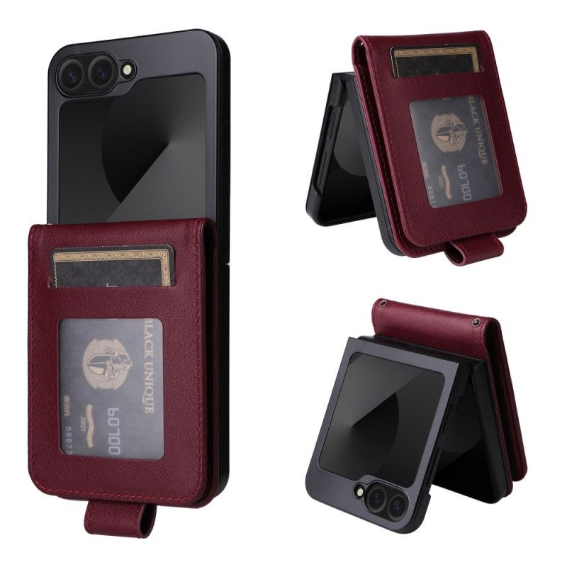 Cover Samsung Galaxy Z Flip 7 Fe Kortholder Med Lædereffekt