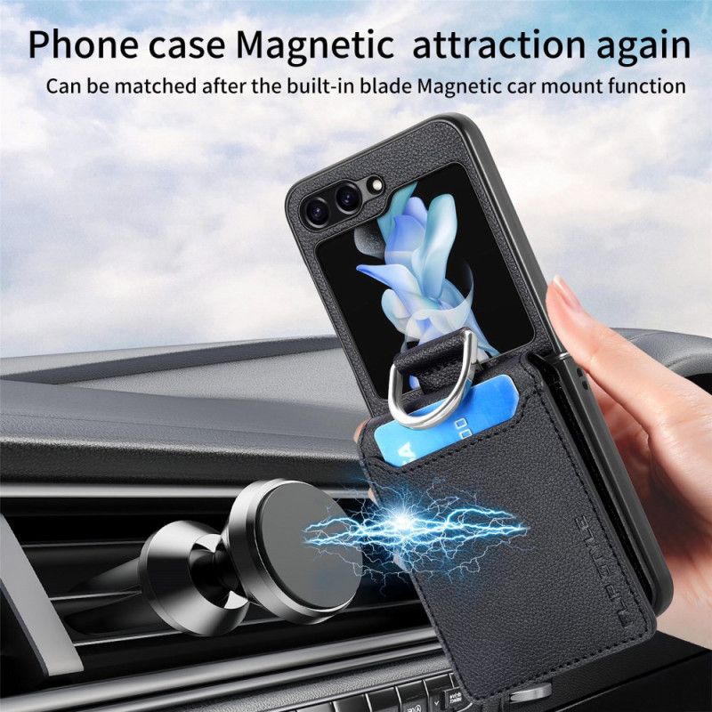 Cover Samsung Galaxy Z Flip 7 Fe Kortholder Med Stativ Og Ring