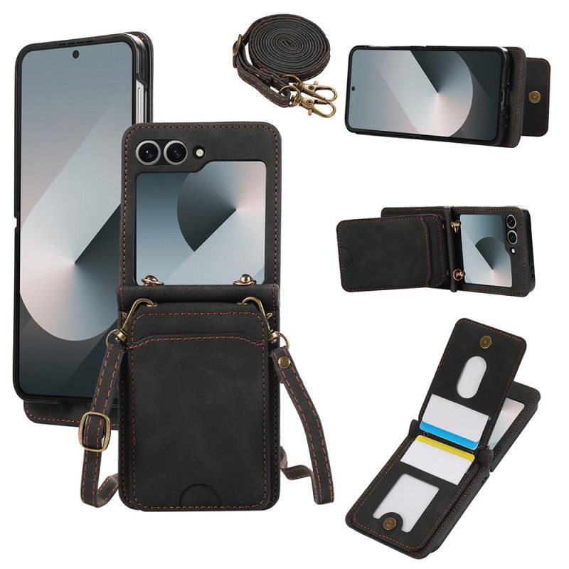 Cover Samsung Galaxy Z Flip 7 Fe Kortholder Og Skulderrem