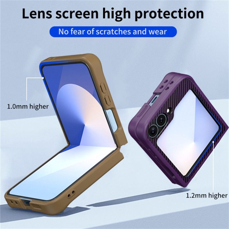 Cover Samsung Galaxy Z Flip 7 Fe Kulfiberdesign Med Magnetisk Stativ