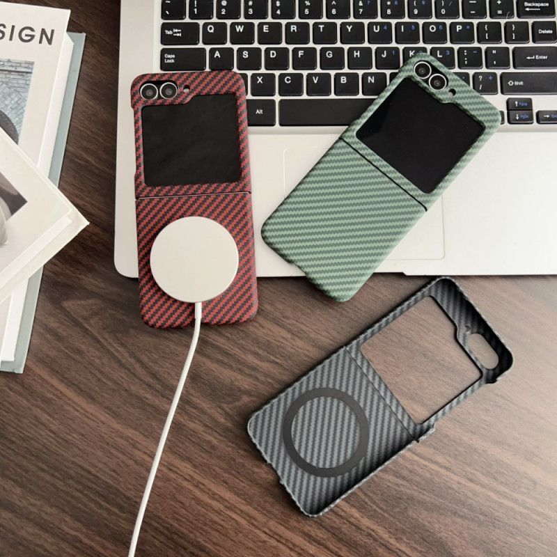 Cover Samsung Galaxy Z Flip 7 Fe Magnetisk Kulfibertekstur