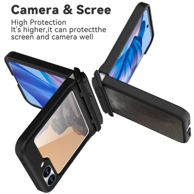 Cover Samsung Galaxy Z Flip 7 Fe Stativ Med Vintage Læderlook