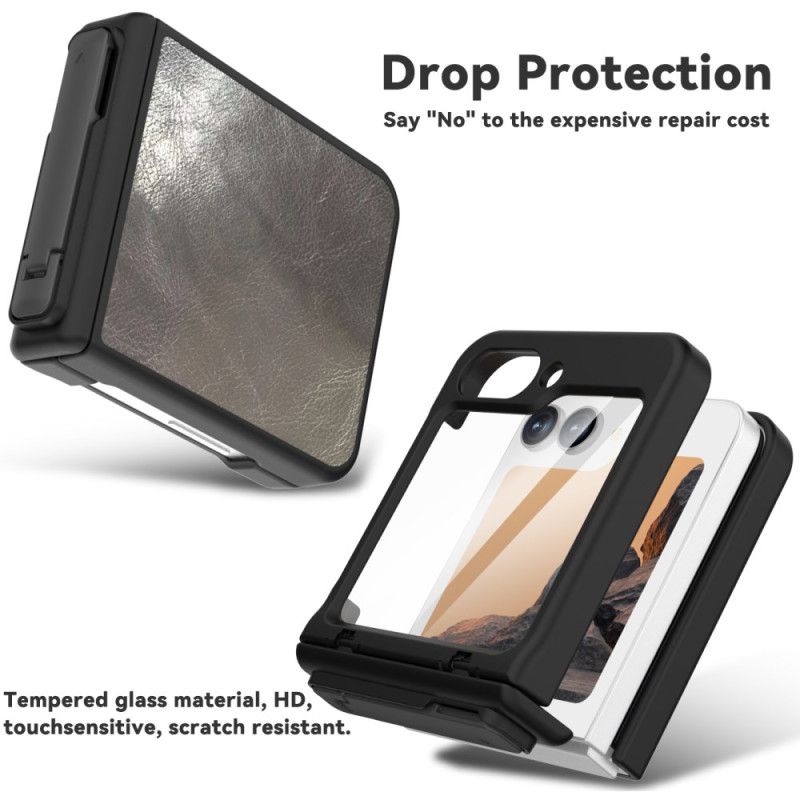 Cover Samsung Galaxy Z Flip 7 Fe Telefon Etui Lædereffekt Med Stativ