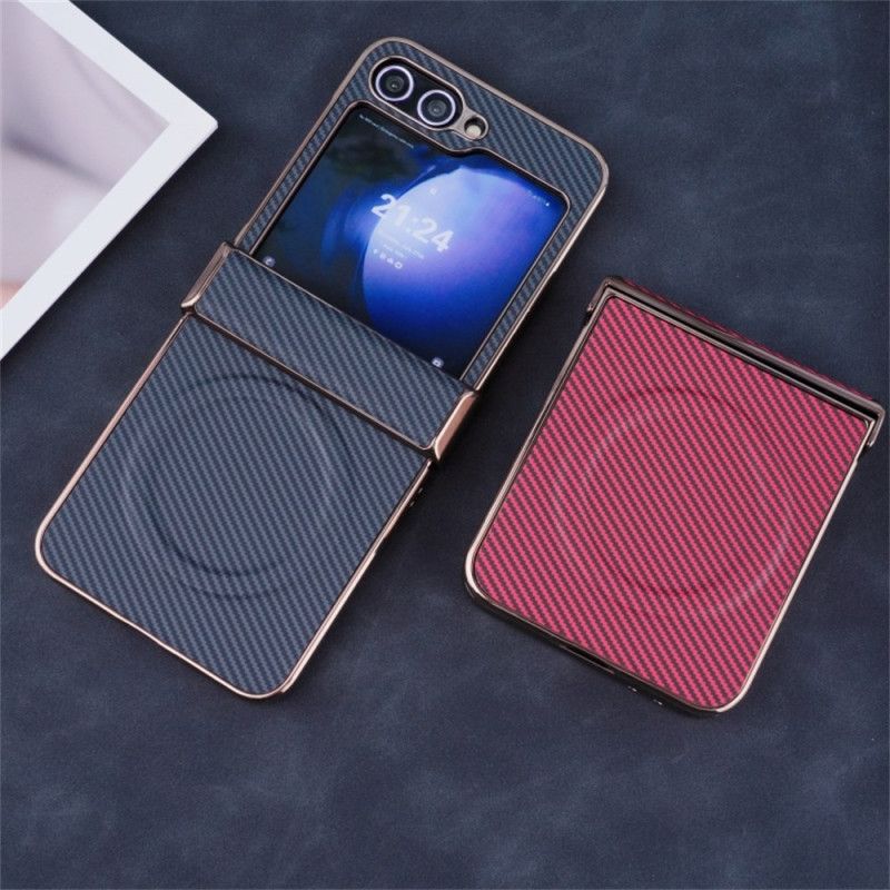Cover Samsung Galaxy Z Flip 7 Fe Telefon Etui Magnetisk Kulfibertekstur