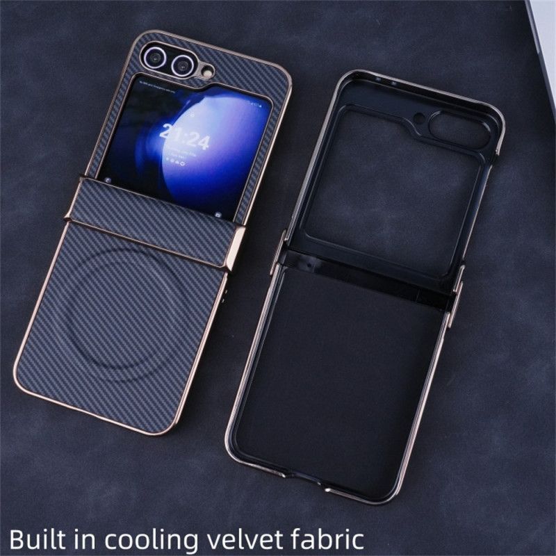 Cover Samsung Galaxy Z Flip 7 Fe Telefon Etui Magnetisk Kulfibertekstur
