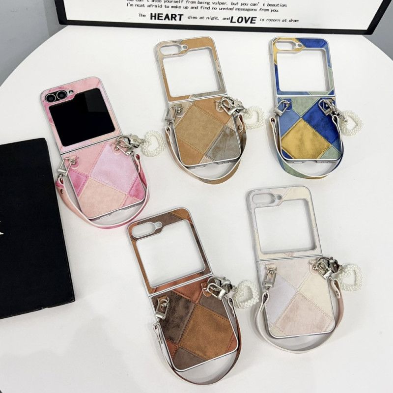 Cover Til Samsung Galaxy Z Flip 7 Fe Diamantmønster Med Rem