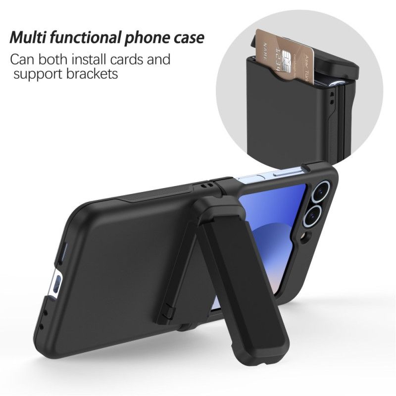 Cover Til Samsung Galaxy Z Flip 7 Fe Indbygget Stativ Og Kortholder