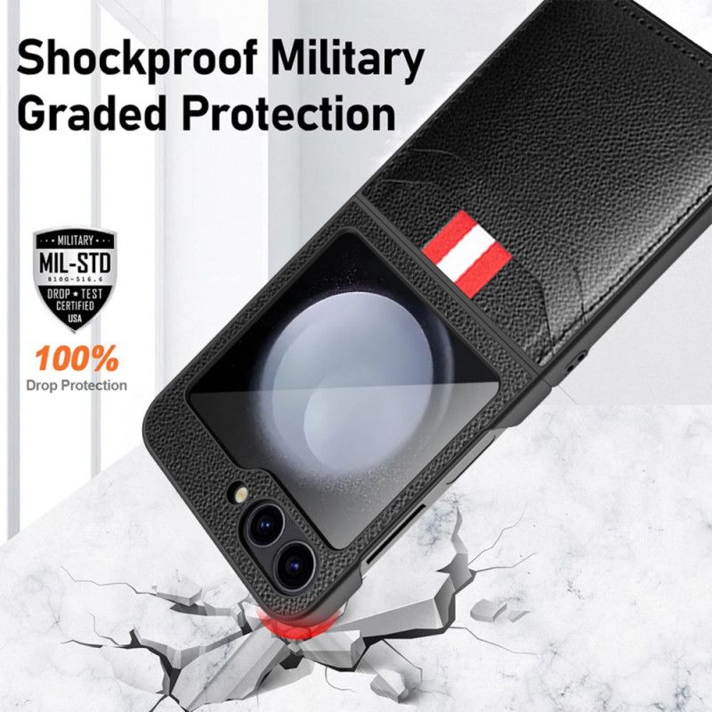 Cover Til Samsung Galaxy Z Flip 7 Fe Kortholder Med Litchitekstur