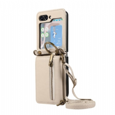 Cover Til Samsung Galaxy Z Flip 7 Fe Pung Og Skulderrem Med Lynlås