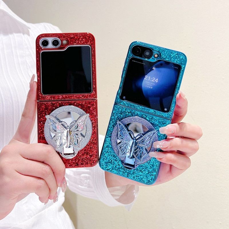 Cover Til Samsung Galaxy Z Flip 7 Fe Rhinstens Sommerfuglestativ