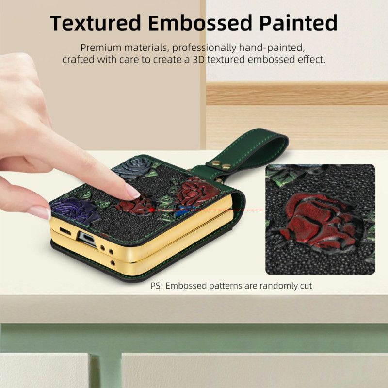 Cover Til Samsung Galaxy Z Flip 7 Fe Skulderrem Med Blomsterdesign