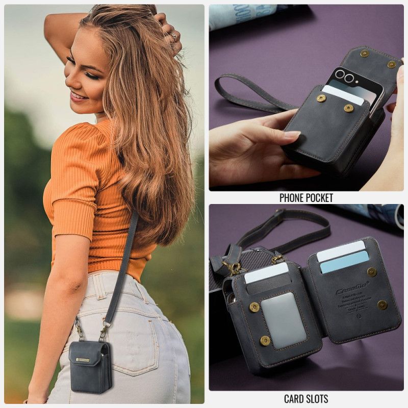 Etui Til Samsung Galaxy Z Flip 7 Fe Satchel-stil Med Rfid-beskyttelse Og Skulderrem