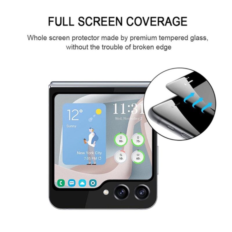 Hærdet Glasskærmbeskytter Til Samsung Galaxy Z Flip 7 Fe / Z Flip 6. Sorte Kanter