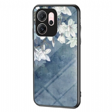 Cover Oppo Reno 14f 5g Hærdet Glas Med Blomstermønster