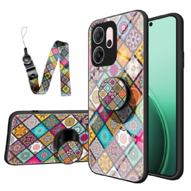 Cover Oppo Reno 14f 5g Telefon Etui Patchwork-stativ Og Snor