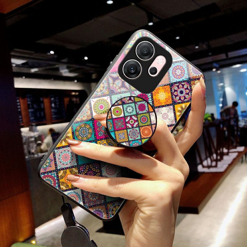 Cover Oppo Reno 14f 5g Telefon Etui Patchwork-stativ Og Snor