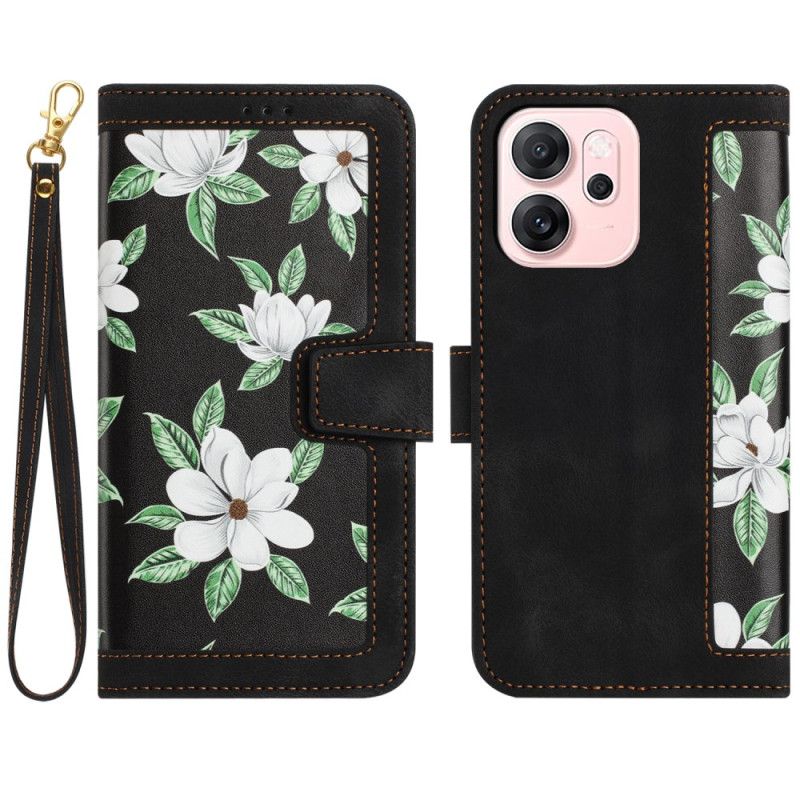 Flip Cover Oppo Reno 14f 5g Blomster Med Snor