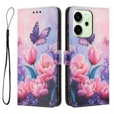 Flip Cover Oppo Reno 14f 5g Blomsterblomster