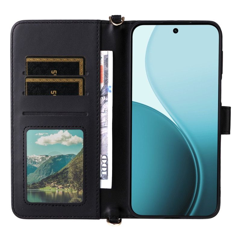 Flip Cover Oppo Reno 14f 5g Premium Design Med Skulderrem Og Snor