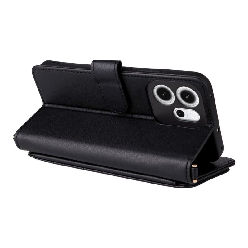 Flip Cover Oppo Reno 14f 5g Premium Design Med Skulderrem Og Snor