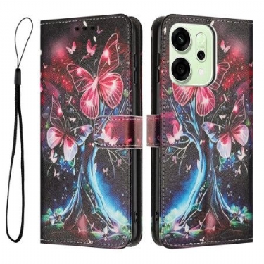Læder Cover Oppo Reno 14f 5g Sommerfugl Udskriv