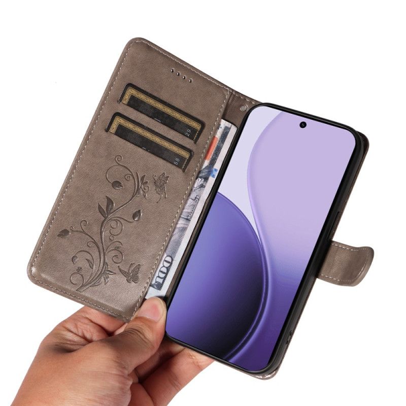 Læder Cover Oppo Reno 14f 5g Telefon Etui Små Blomster