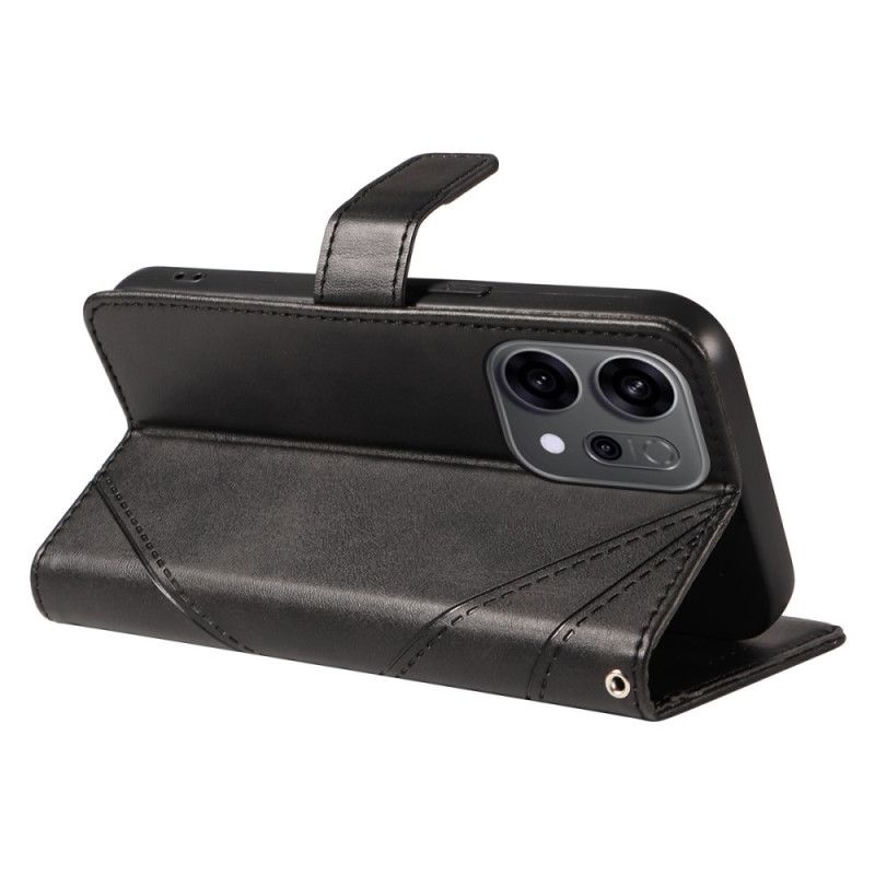 Læder Cover Oppo Reno 14f 5g Telefon Etui Tofarvede Linjer