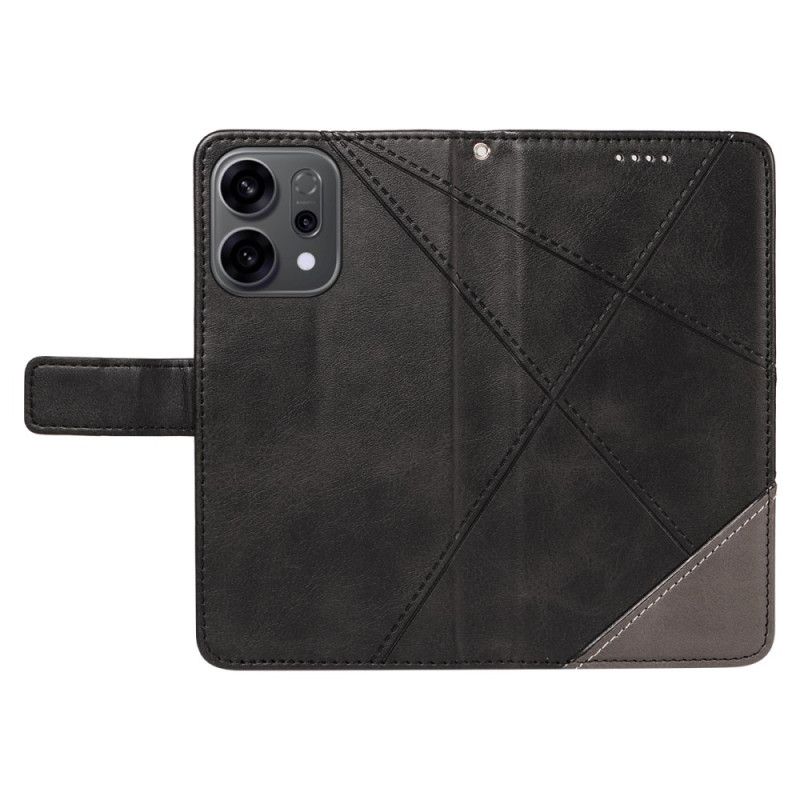 Læder Cover Oppo Reno 14f 5g Telefon Etui Tofarvede Linjer