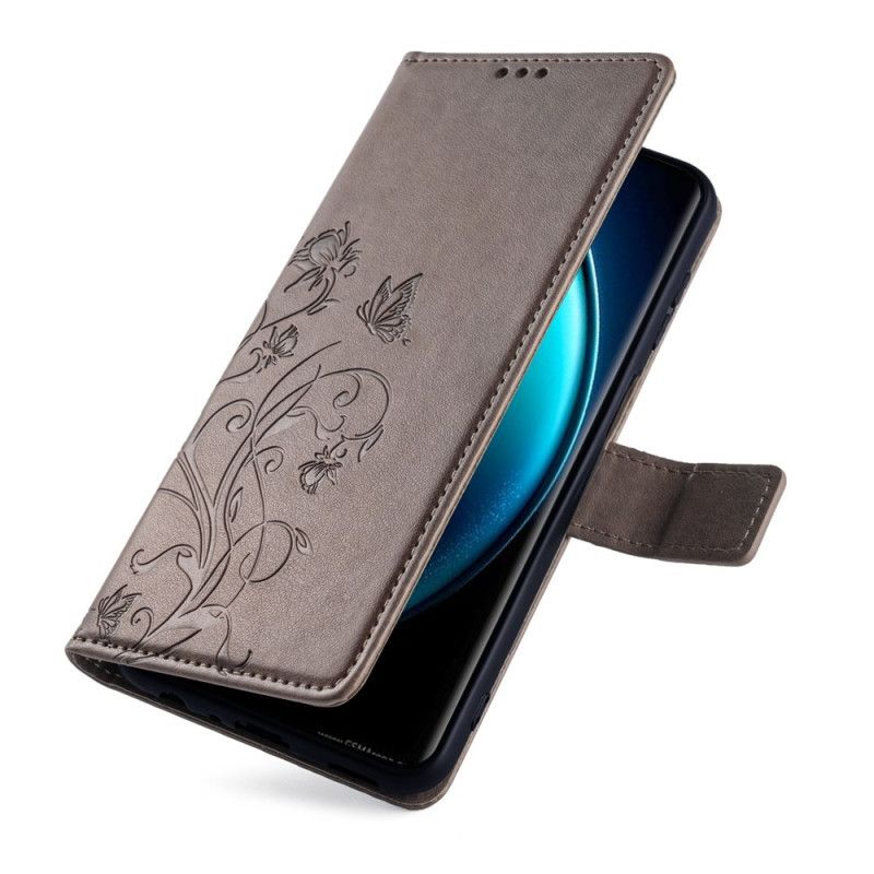 Læder Cover Vivo X100 Pro Telefon Etui Blomsterrem