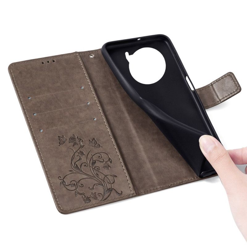 Læder Cover Vivo X100 Pro Telefon Etui Blomsterrem