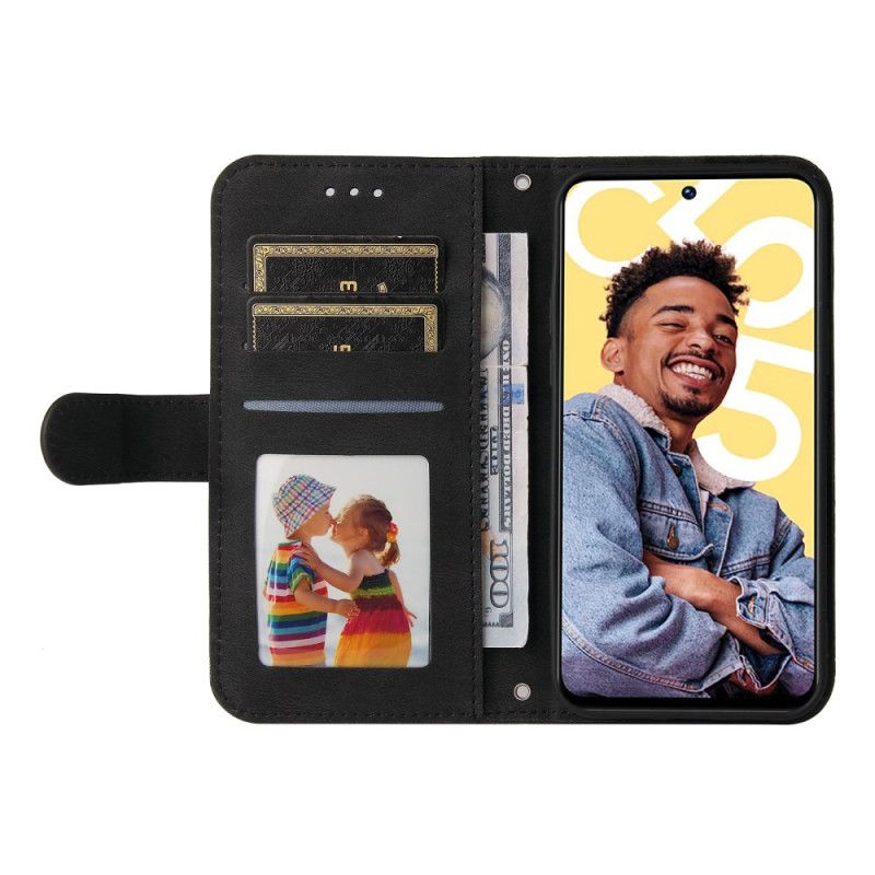 Flip Cover Realme C55 Dekorativ Nitte Med Ruskindseffekt