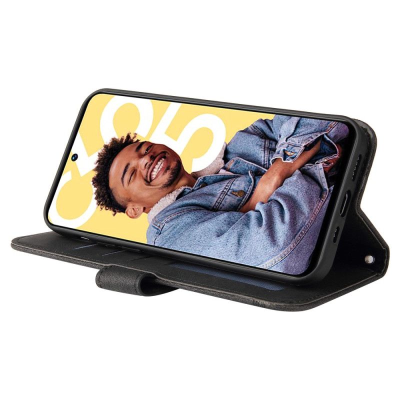 Flip Cover Realme C55 Dekorativ Nitte Med Ruskindseffekt