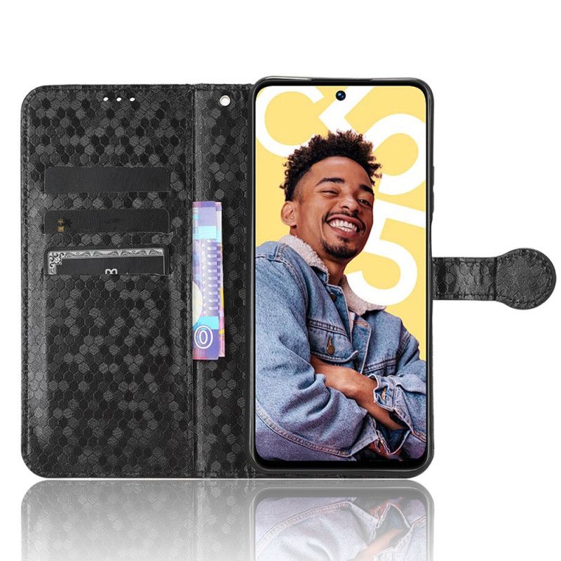 Flip Cover Realme C55 Skinnende Prikker Med Rem