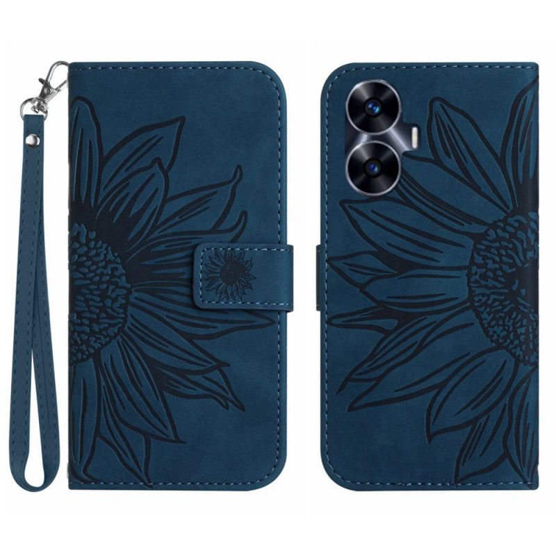 Flip Cover Realme C55 Solsikketrykt Rem