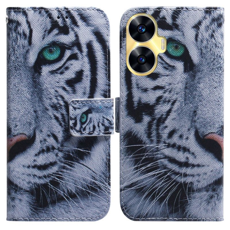 Flip Cover Realme C55 Tiger Hvid