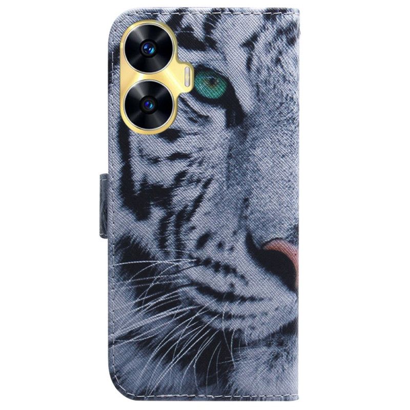 Flip Cover Realme C55 Tiger Hvid