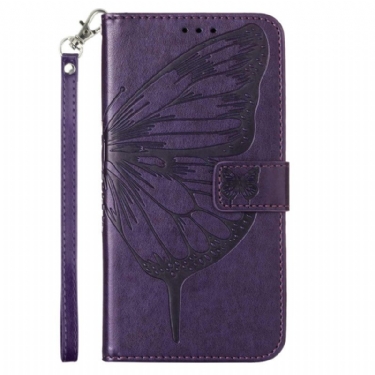 Flip Cover Til Realme C55 Rempung Med Blomstermønster Og Sommerfuglemønster