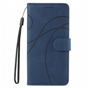 Læder Cover Realme C55 Bølgede Linjer Med Snor