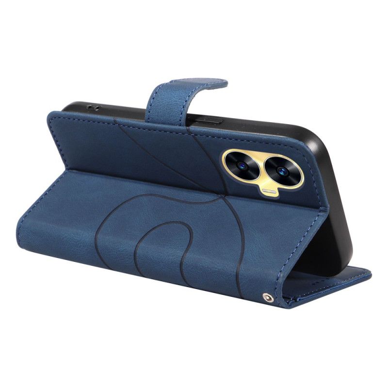 Læder Cover Realme C55 Bølgede Linjer Med Snor